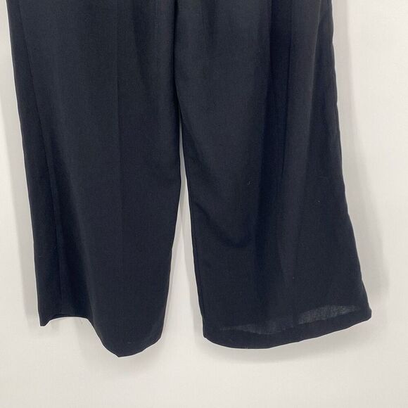 ASOS Georgette Crepe Wide Leg Pants High-Rise Flat Front Side Zip Black 6 - Picture 8 of 12
